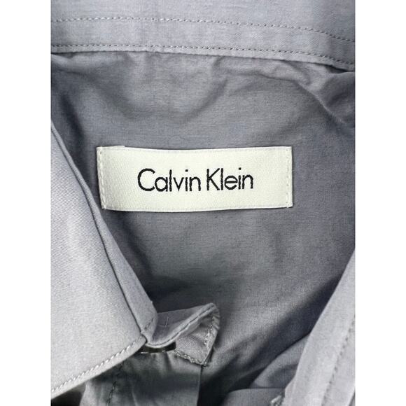 Calvin Klein Shirt Mens Size 15 32/33 Med Gray Button Up Long Sleeve Work Career - Picture 6 of 8